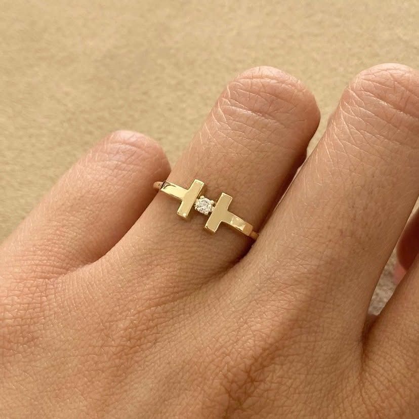 T-Shaped Diamond Ring