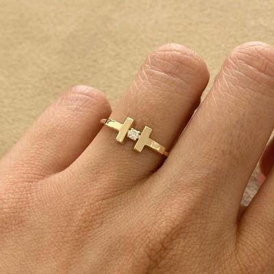 T-Shaped Diamond Ring