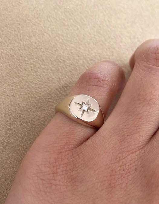 Pinky Signet Diamond Ring
