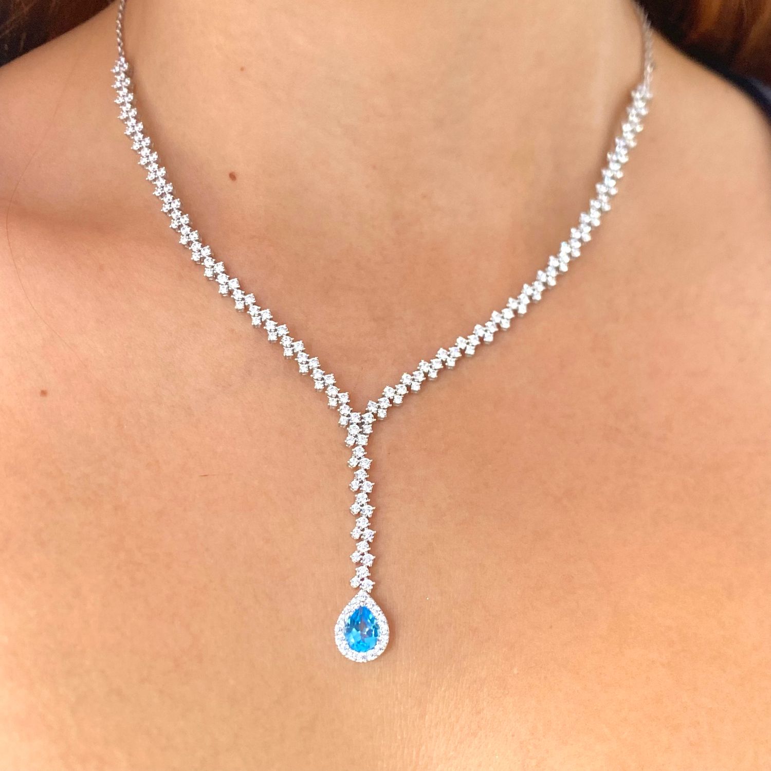 Pear Shaped Bridal Diamond Necklace