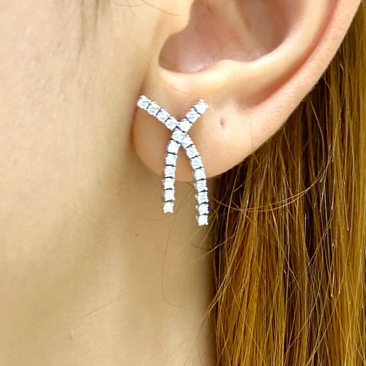 X-Shaped Diamond Earrings