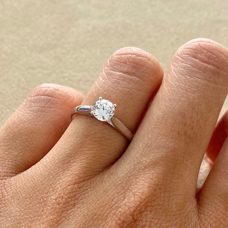 GIA Certified, Round 0.6 ct Four Prongs, Diamond Engagement Ring