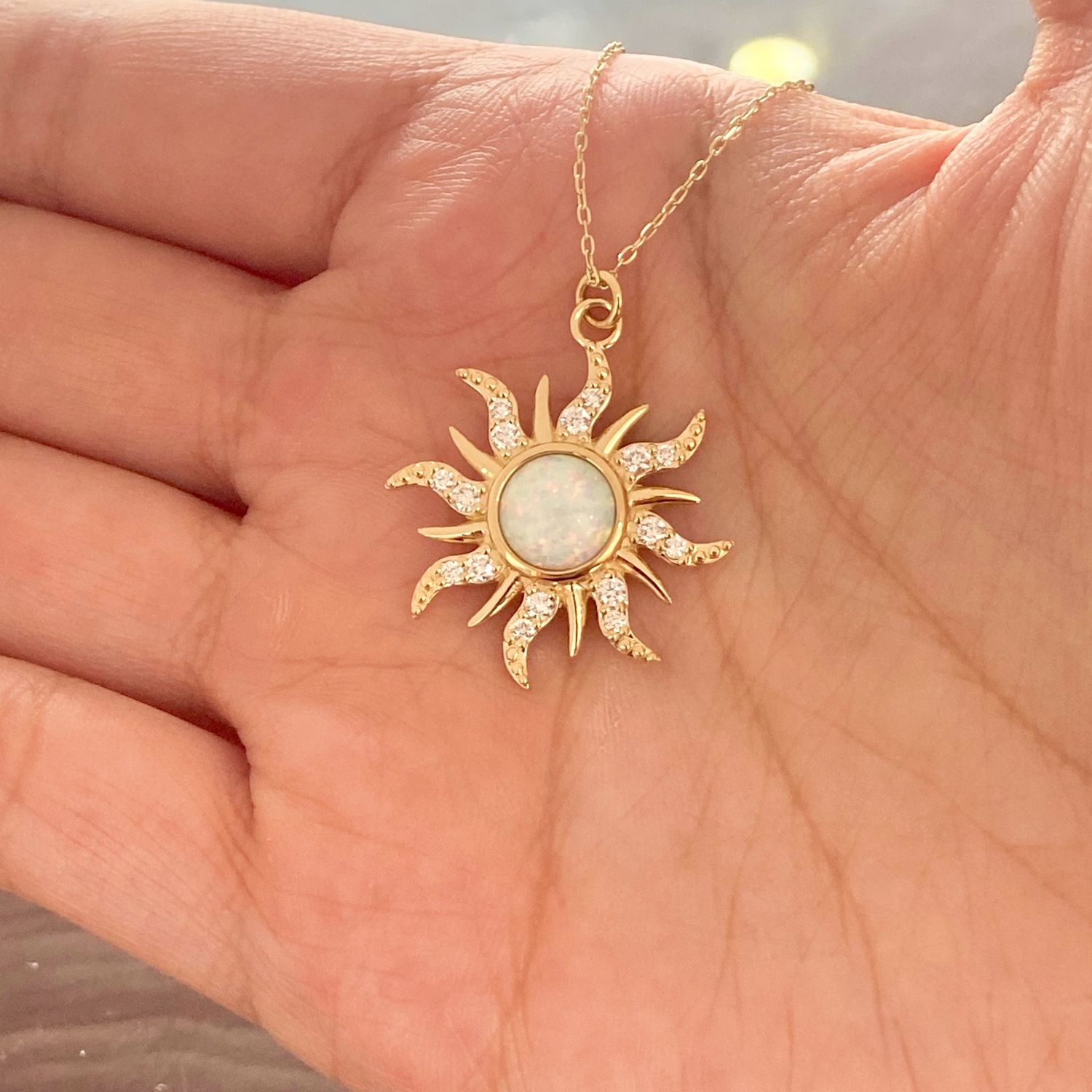 &quot;Mystique Sun&quot; Opal, Diamond Necklace