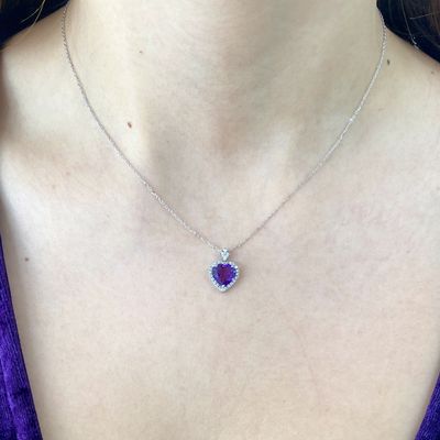 1.5 ct Amethyst, Halo Style Diamond Necklace