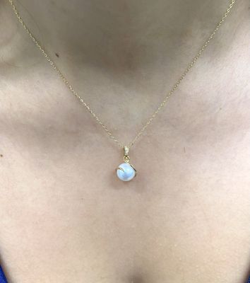 Spiral Pearl Diamond Necklace