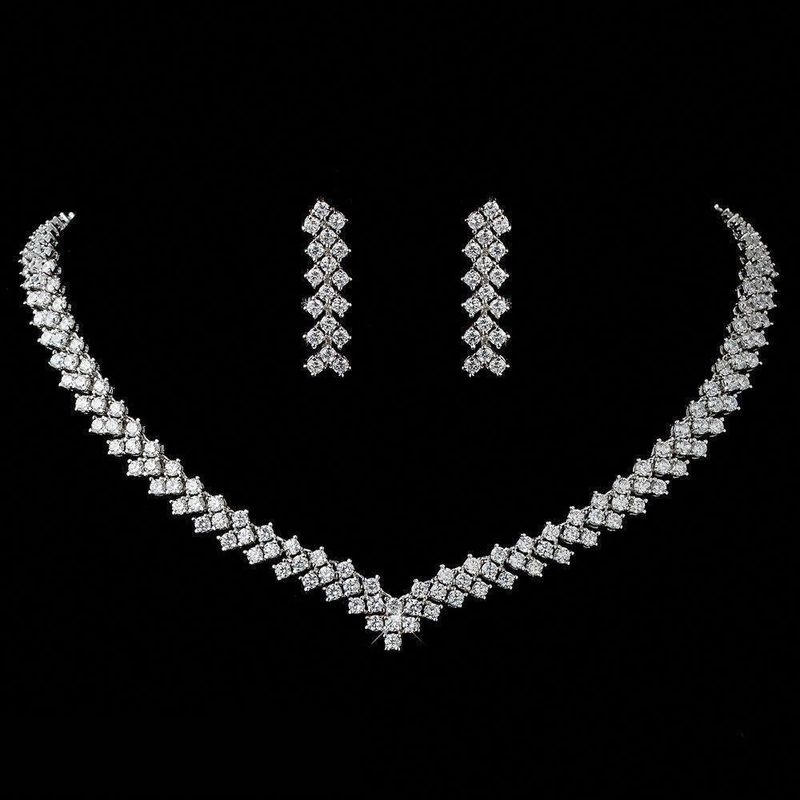 Three Row V-Shaped Diamond Necklace