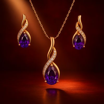The Droplet, Amethyst, Diamond Set