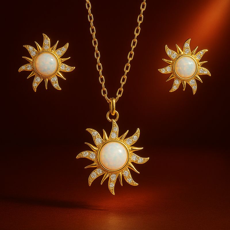 Spiral Sun, Opal, Diamond Set