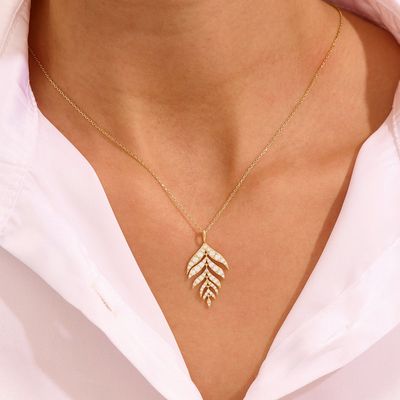 Upgraded Falling Leaf Diamond Necklace