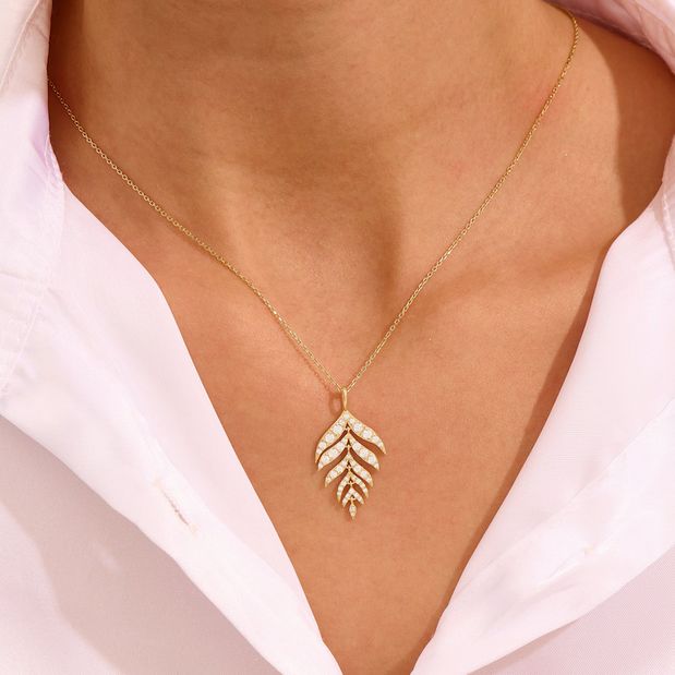Upgraded Falling Leaf Diamond Necklace