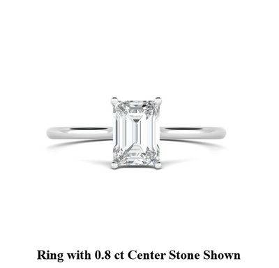 GIA Certified, Four Prongs 0.3 ct to 1 ct Emerald Cut Diamond Ring