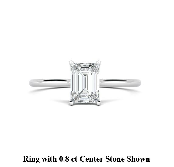GIA Certified, Four Prongs 0.3 ct to 1 ct Emerald Cut Diamond Ring