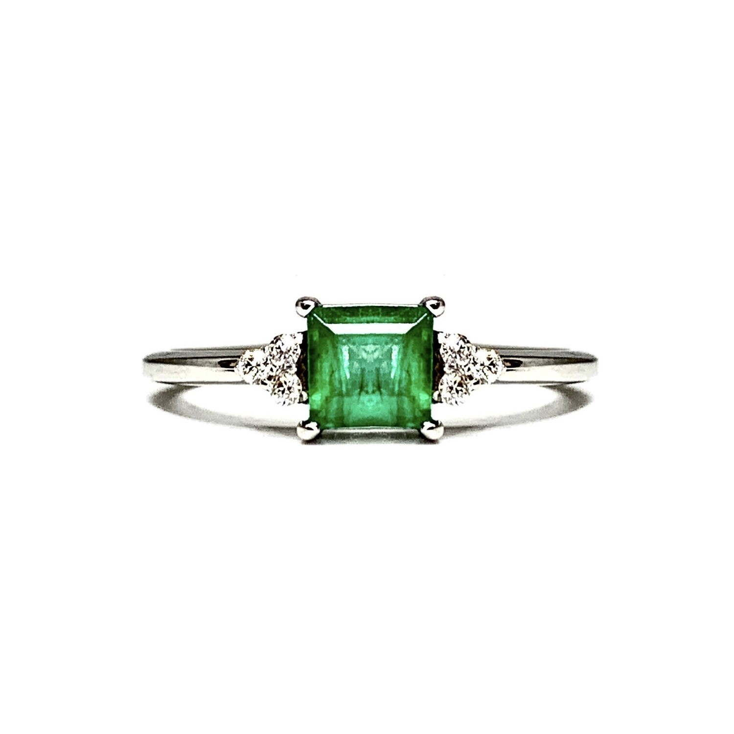 Princess Cut 0.5 ct Emerald, Diamond Ring