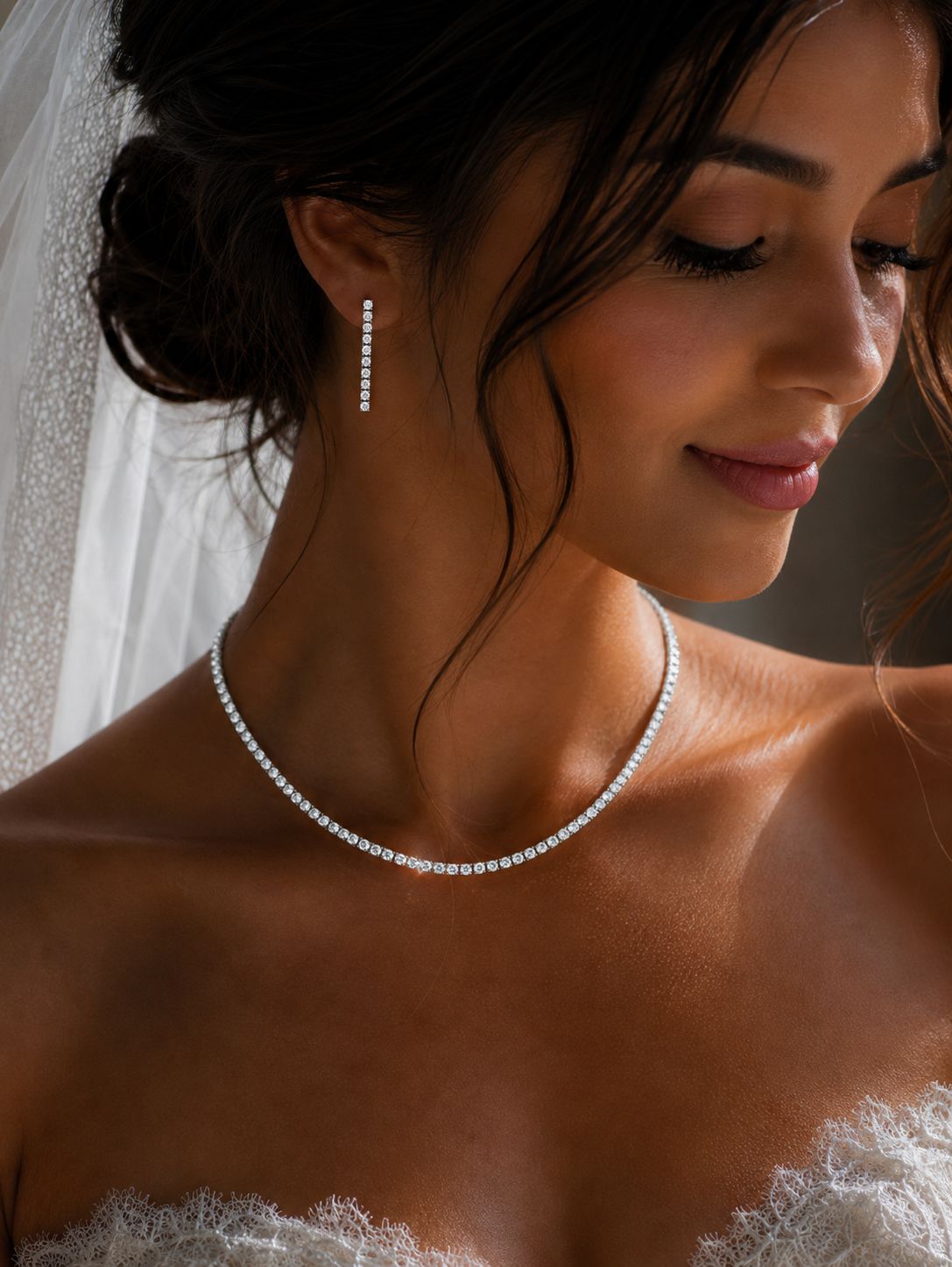 3 mm Riviere Diamond Wedding Necklace
