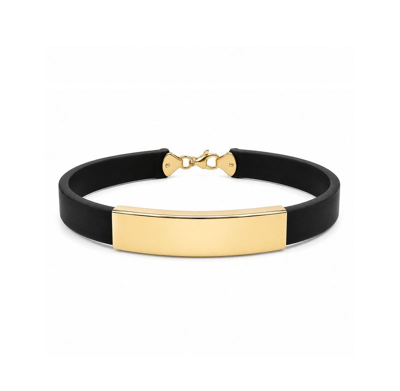Classic 18k Gold Plaque, Rubber Bracelet
