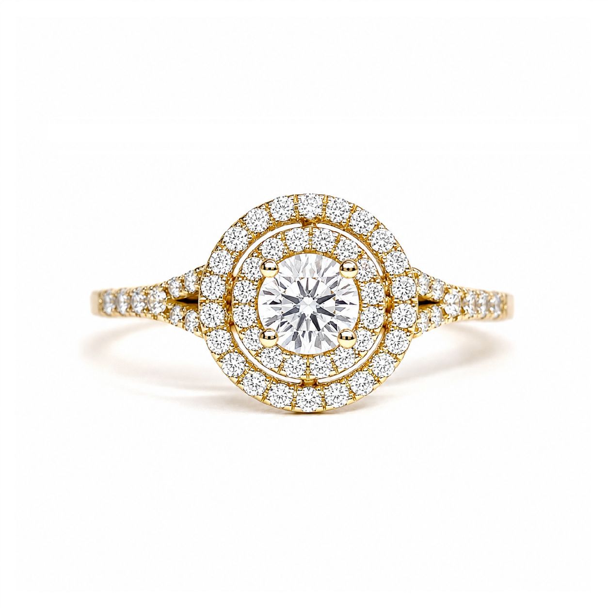 GIA Certified 0.3 ct Double Halo Diamond Engagement Ring