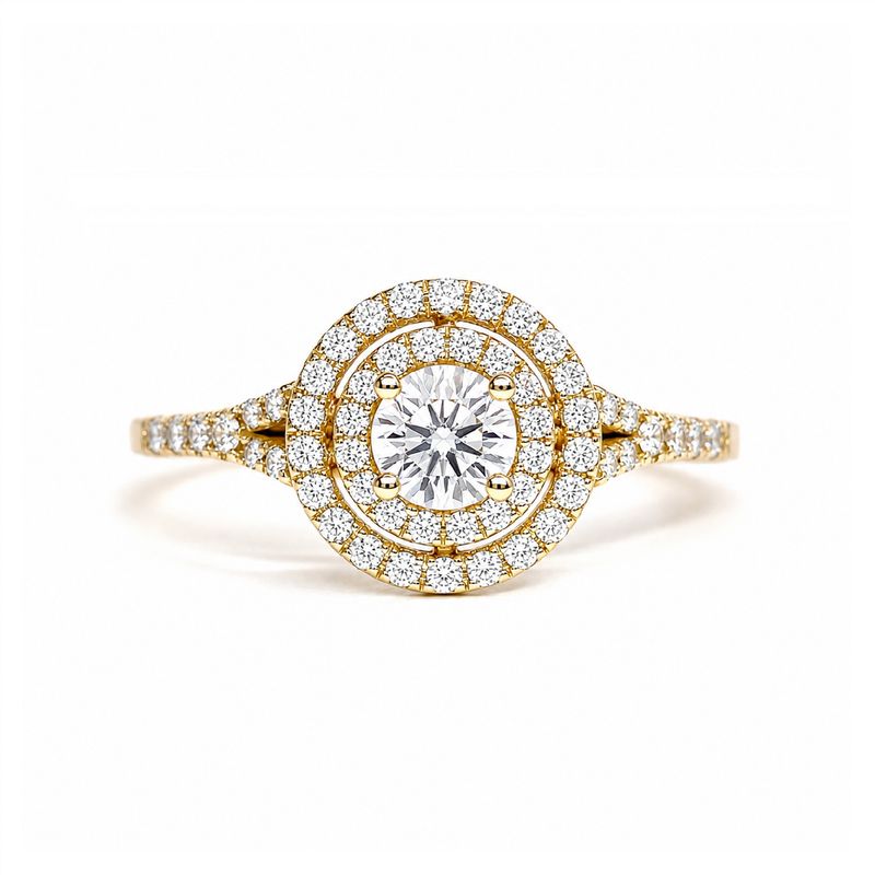 GIA Certified 0.3 ct Double Halo Diamond Engagement Ring
