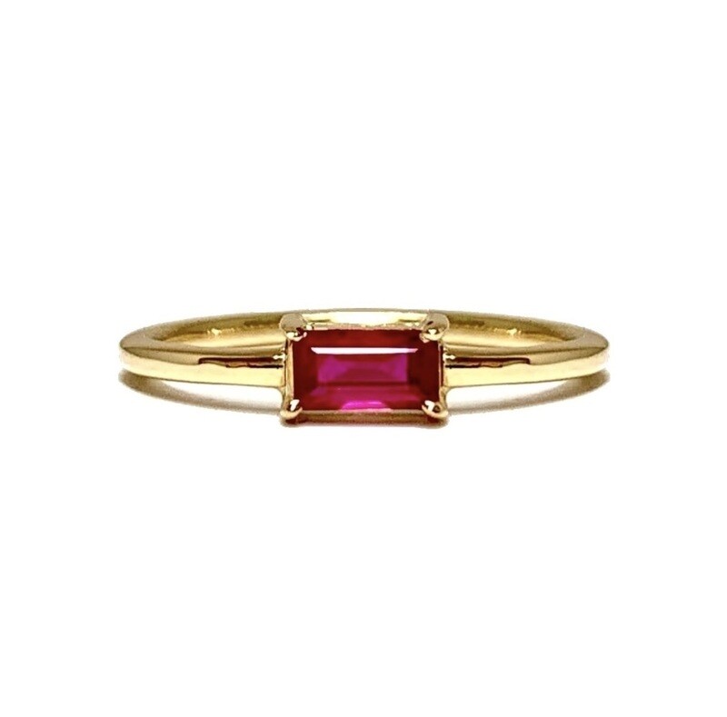 Emerald Cut 0.3 ct Ruby, Four Prongs Ring
