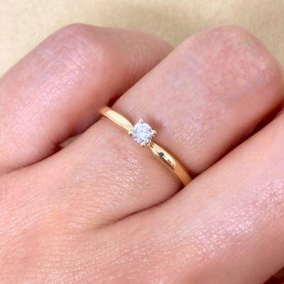 Four Prongs 0.12 ct Diamond Ring