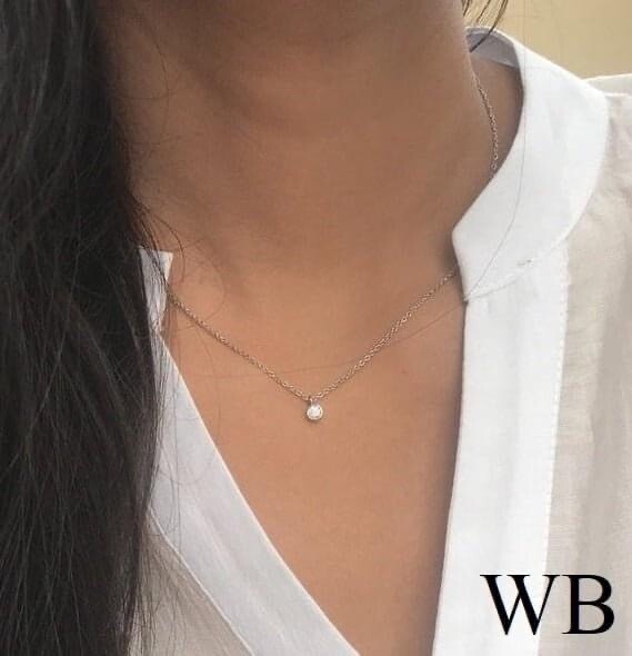 Small Bezel Set 0.08 ct Diamond Necklace