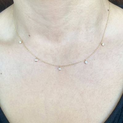 Multi Diamond Bezel Set Necklace