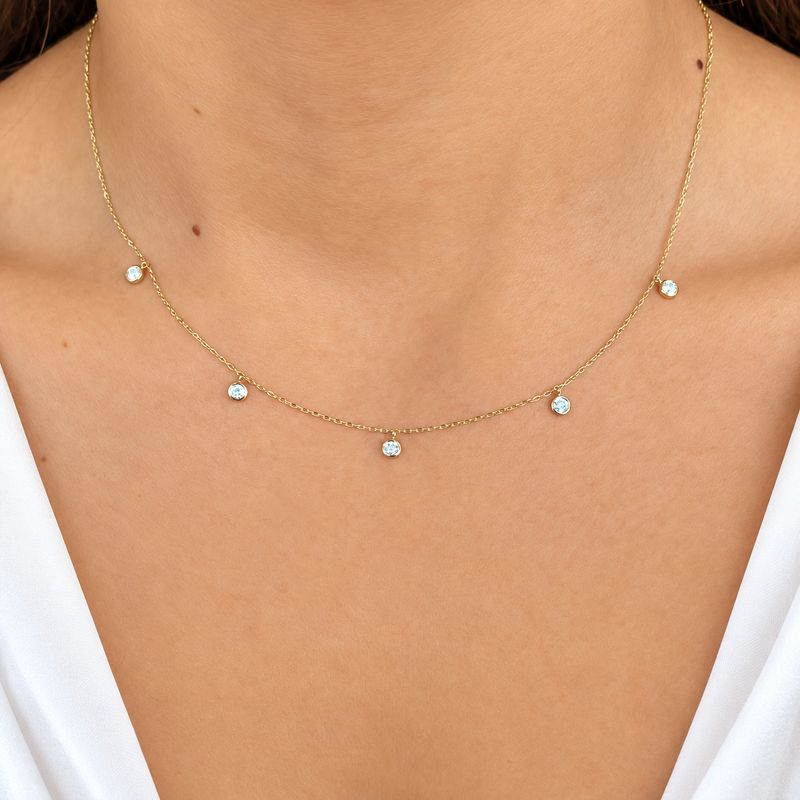 Multi Diamond Bezel Set Necklace