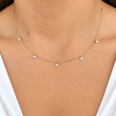 Multi Diamond Bezel Set Necklace