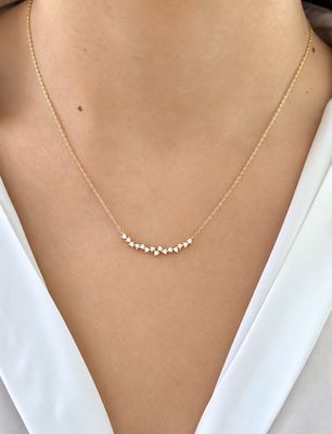 Curved Cluster Diamond Necklace