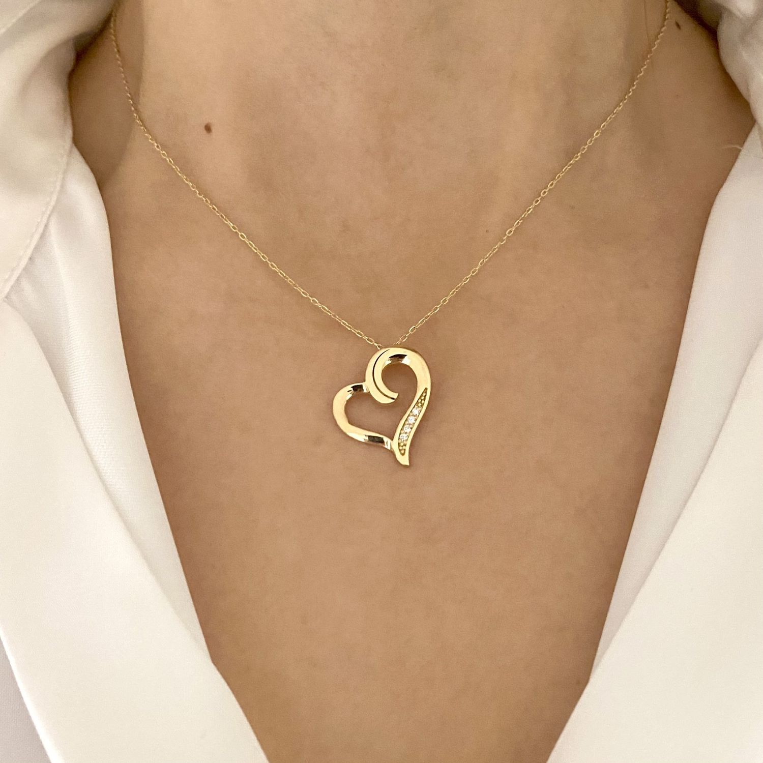 Heart Shaped Diamond Necklace