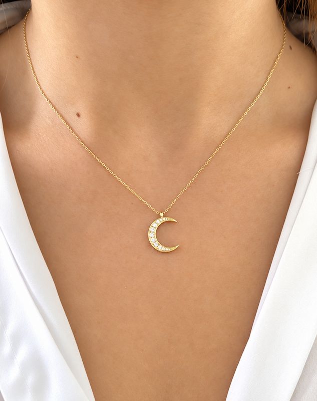 Moon Shaped Diamond Necklace