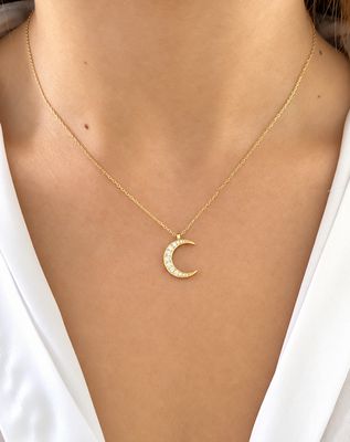 Moon Shaped Diamond Necklace