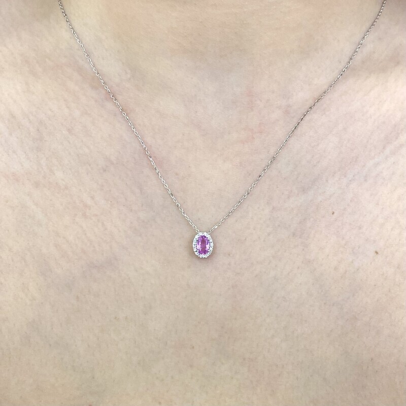 Oval 0.5 ct Pink Sapphire, Diamond Necklace