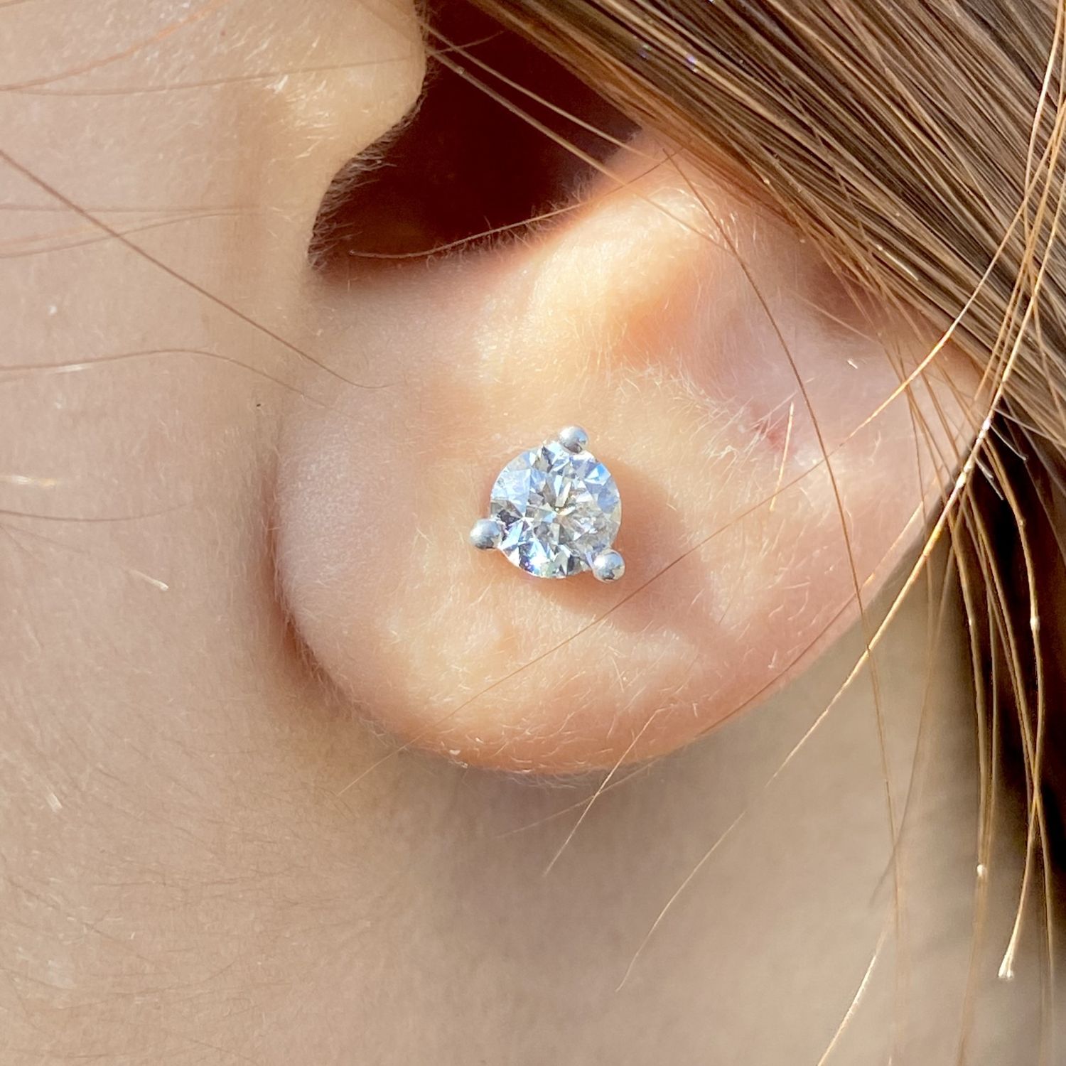 GIA Certified Martini Style 4.5 mm Diamond Earrings