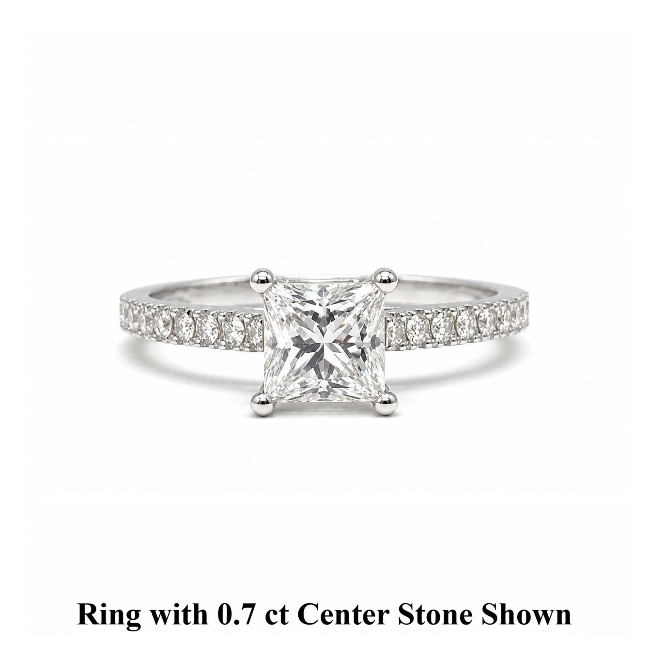 GIA Certified Princess Cut 0.3 ct to 1 ct Pave Diamond Engagement Ring