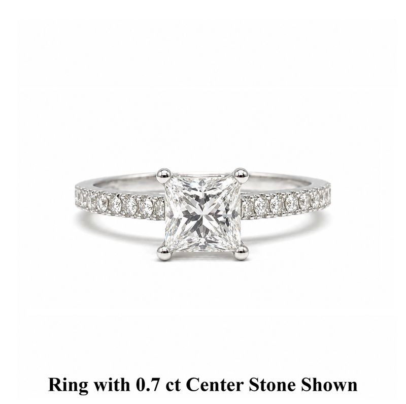 GIA Certified Princess Cut 0.3 ct to 1 ct Pave Diamond Engagement Ring