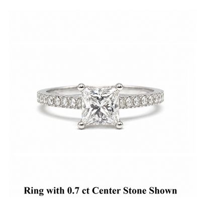 GIA Certified Princess Cut 0.3 ct to 1 ct Pave Diamond Engagement Ring