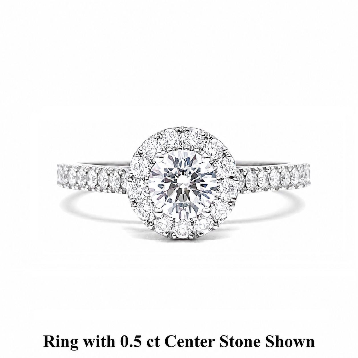 GIA Certified 0.3 ct to 1 ct Full Halo Diamond Engagement Ring
