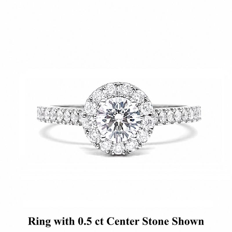 GIA Certified 0.3 ct to 1 ct Full Halo Diamond Engagement Ring