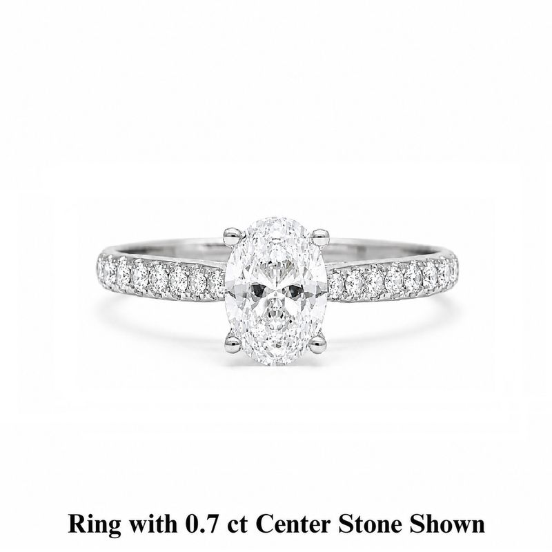 GIA Certified Oval 0.3 ct to 1.5 ct Pave Diamond Engagement Ring