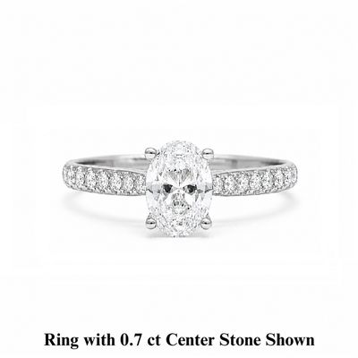 GIA Certified Oval 0.3 ct to 1 ct Pave Diamond Engagement Ring