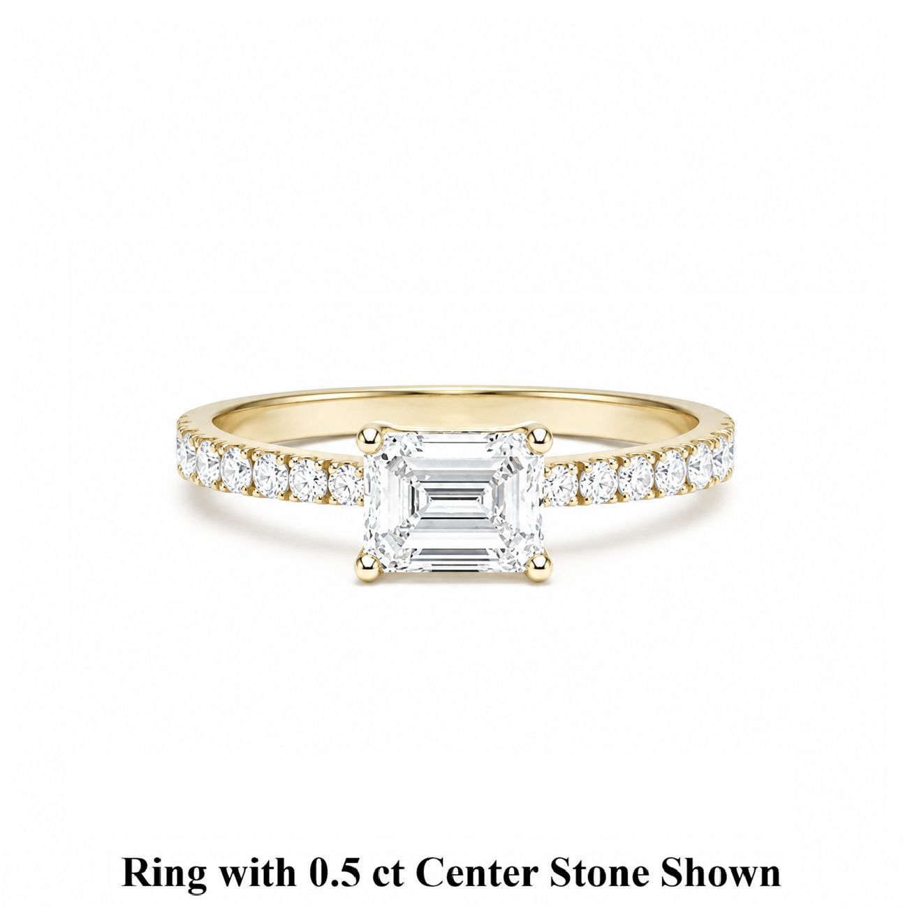 GIA Certified Emerald Cut 0.3 ct to 1 ct Pave Diamond Engagement Ring