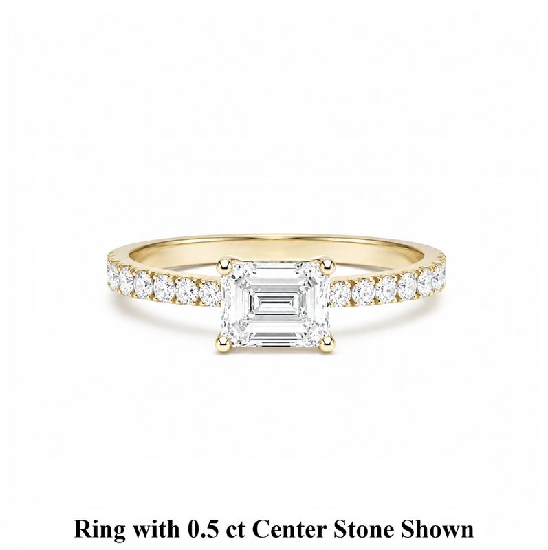 GIA Certified Emerald Cut 0.3 ct to 1 ct Pave Diamond Engagement Ring