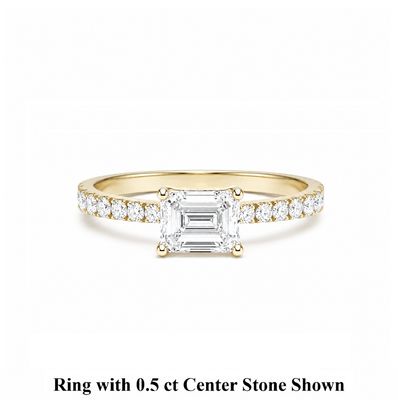 GIA Certified Emerald Cut 0.3 ct to 1 ct Pave Diamond Engagement Ring