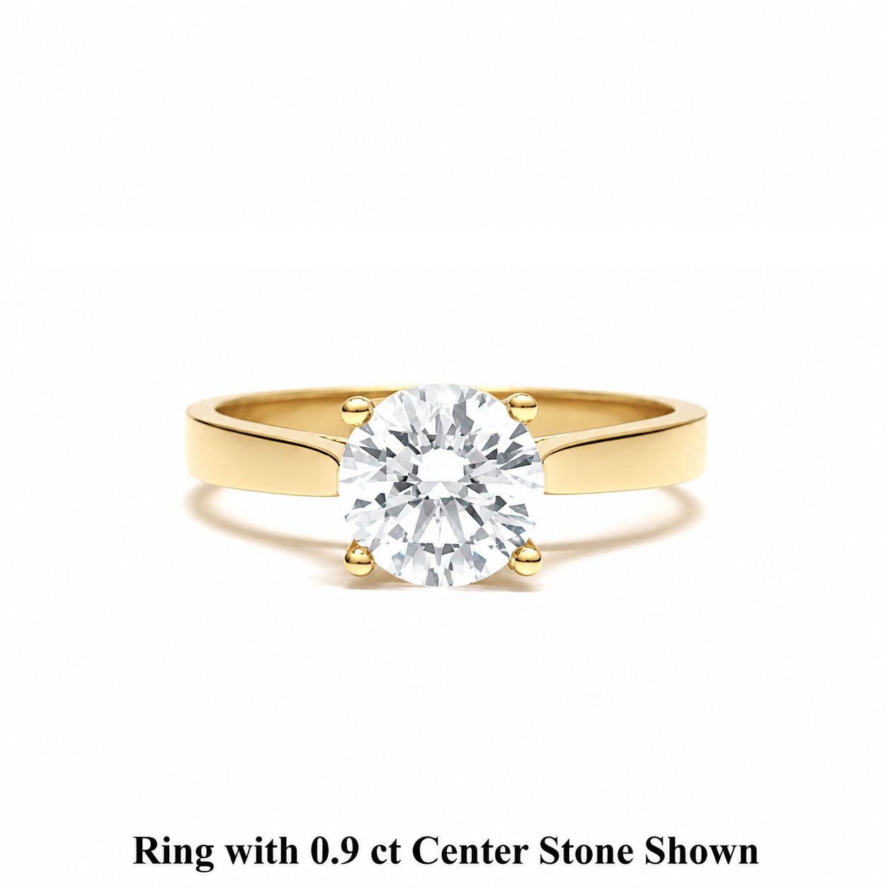 GIA Certified 0.3 ct to 0.9 ct, Four Prongs, Flat Band, Diamond Engagement Ring
