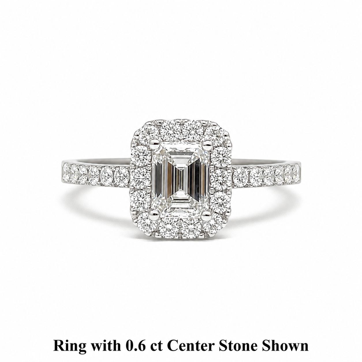 GIA Certified 0.3 ct to 1 ct Emerald Cut Full Halo Diamond Engagement Ring