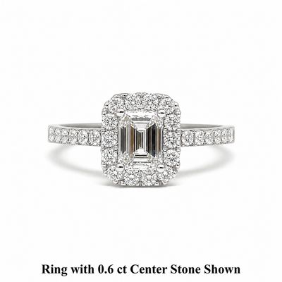 GIA Certified 0.3 ct to 1 ct Emerald Cut Full Halo Diamond Engagement Ring