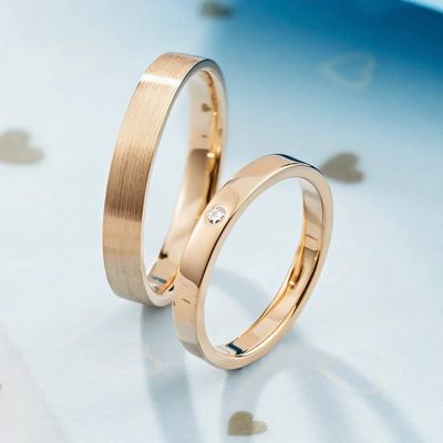 Minimalist Flat Diamond Wedding Bands