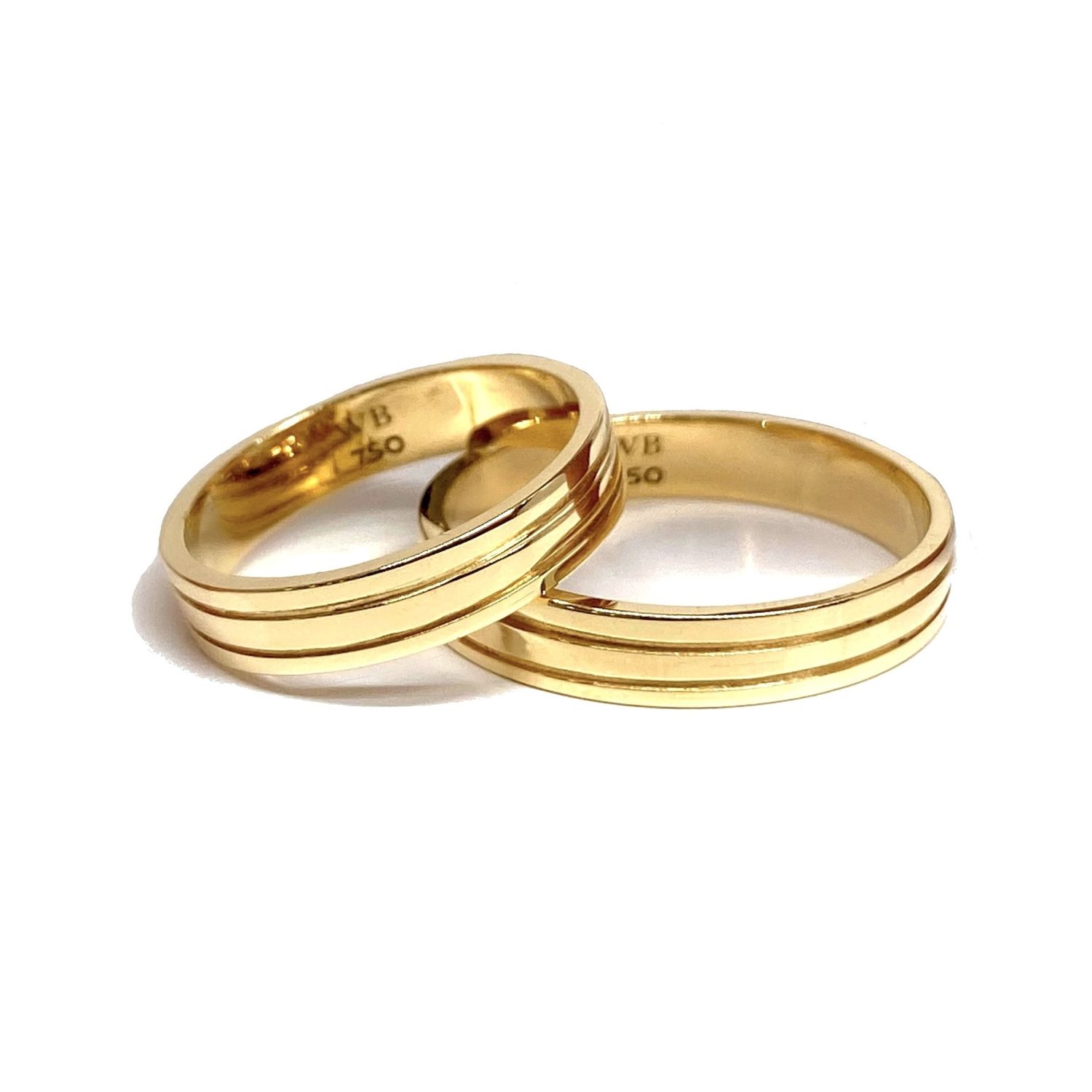 Two Line Flat Wedding Bands