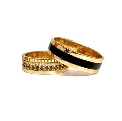 Half Eternity Black and White Diamonds Wedding Bands