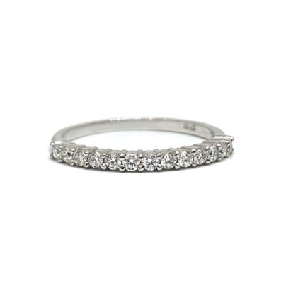 2 mm Half Eternity, Two Shared Prongs, Diamond Ring